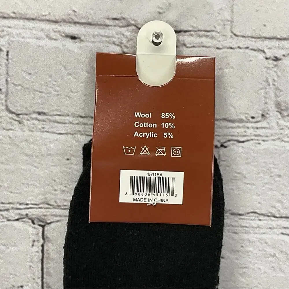 Max Adams Lamb Wool Socks Men's Size 10-13 Black/Gray Stripe Ombre 2 Pair Casual